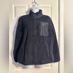 LRL Ralph Lauren Women's Navy Blue Sherpa Fleece Pullover Quarter Zip Size Med